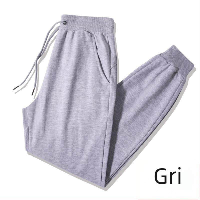 Pantaloni casual bărbați primăvară-toamnă, largi, stil jogger, material tricot respirabil, talie medie‑înaltă, bumbac, croială lejeră, manșete la gleznă