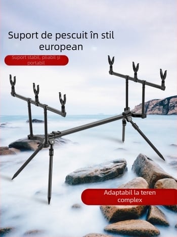 Suport pentru lansete în stil european, cu grindă transversală întărită, reglaj rapid, pliabil și portabil, pentru pescuit marin, potrivit pentru diferite terenuri