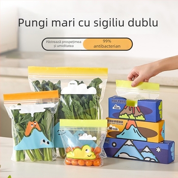 Saci dublu-rib pentru păstrarea prospețimii, uz casnic, potriviți pentru congelare în frigider și microunde, saci sigilați alimentari îngroșați