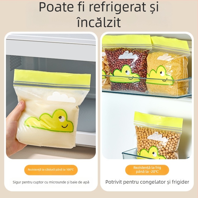Saci dublu-rib pentru păstrarea prospețimii, uz casnic, potriviți pentru congelare în frigider și microunde, saci sigilați alimentari îngroșați