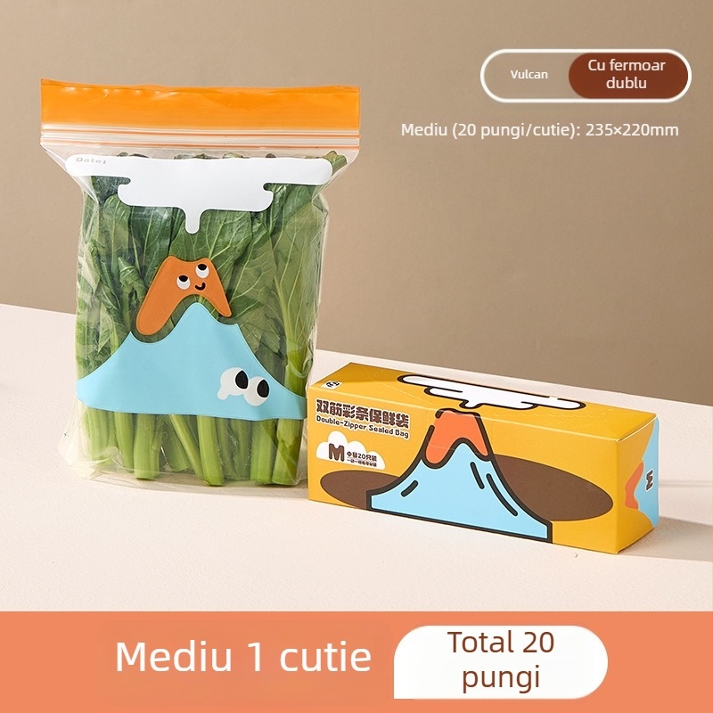 Saci dublu-rib pentru păstrarea prospețimii, uz casnic, potriviți pentru congelare în frigider și microunde, saci sigilați alimentari îngroșați