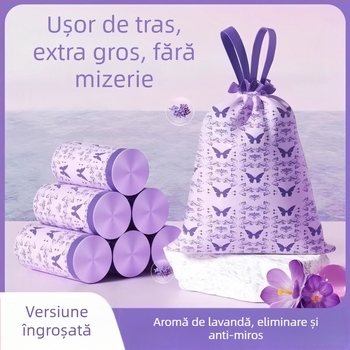 Pungi de gunoi lavandă, îngroșate, cu șnur dublu, rezistente la rupere, pentru bucătărie și birou, extra groase