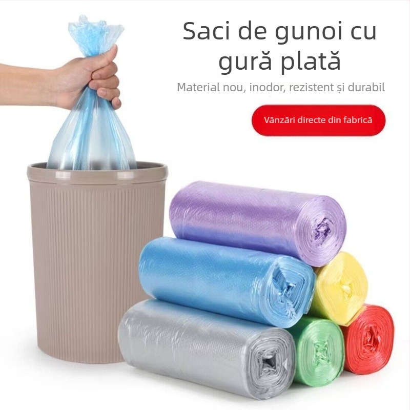 Saci de gunoi cu deschidere plată, pentru uz casnic, groși, mărime medie, pentru bucătărie, pachet economic.
