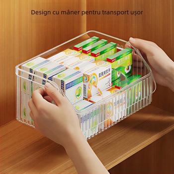 Cutie de depozitare pentru medicamente cu compartimente, capacitate mare pentru uz casnic