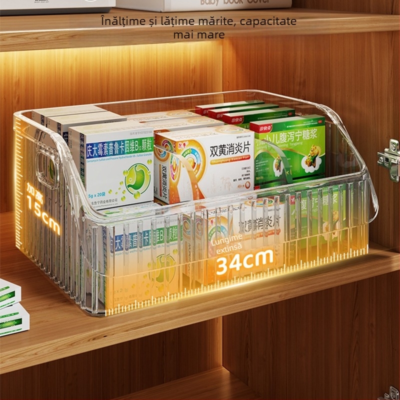 Cutie de depozitare pentru medicamente cu compartimente, capacitate mare pentru uz casnic