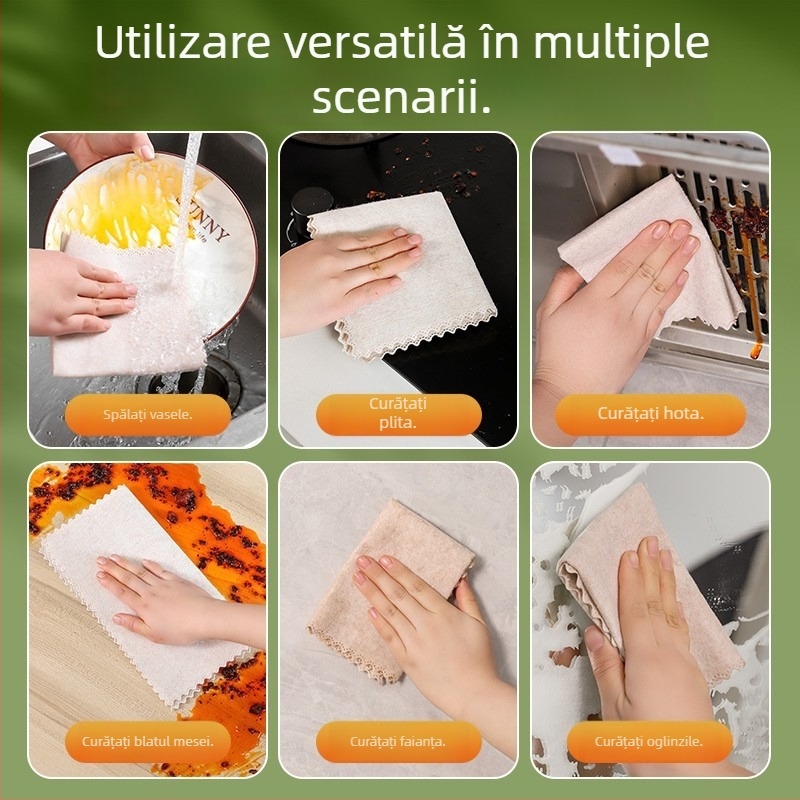 Prosop de bucătărie din microfibră cu loofah, neabsorbant la ulei, ușor de curățat, prosop de curățare din fibre absorbante