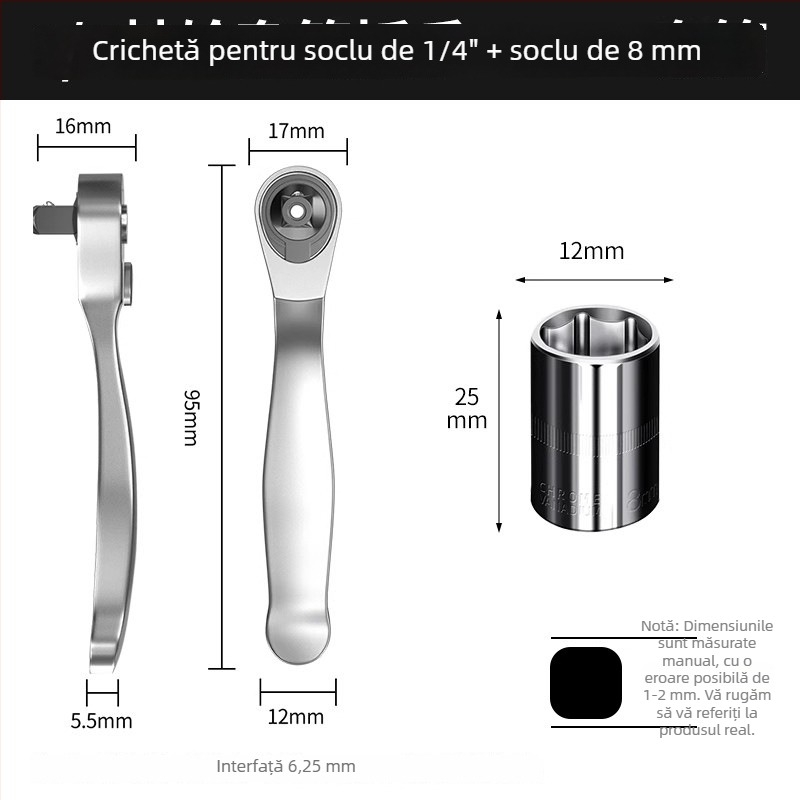 Set mic de chei cu crichetă, capete rapide bidirecționale