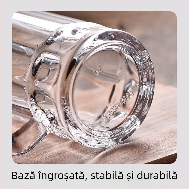 Pahar de sticlă cu mâner – Set de pahare pentru apă, ceai și bere, cu capacitate mare