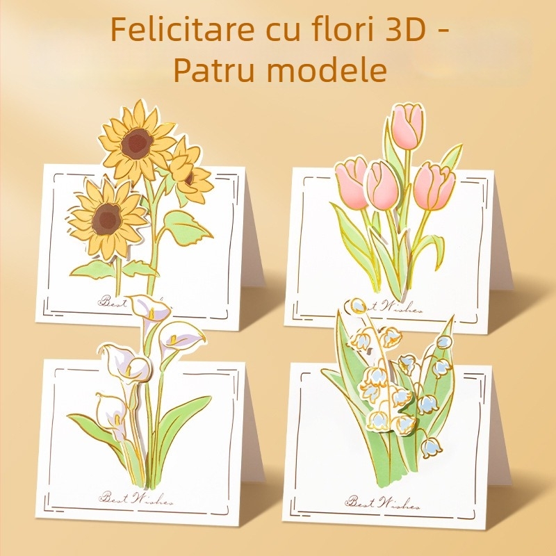 Felicitare 3D cu floare de floarea-soarelui pentru Ziua Profesorului, buchet DIY, lucrat manual pentru învățătorii din grădiniță