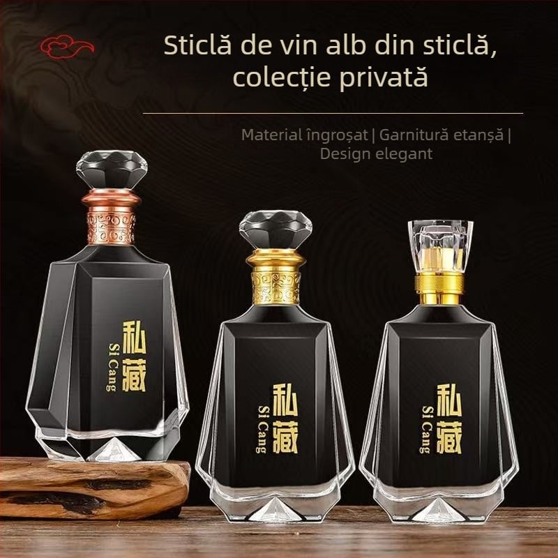 Sticlă transparentă de 500 ml pentru băuturi spirtoase, premium