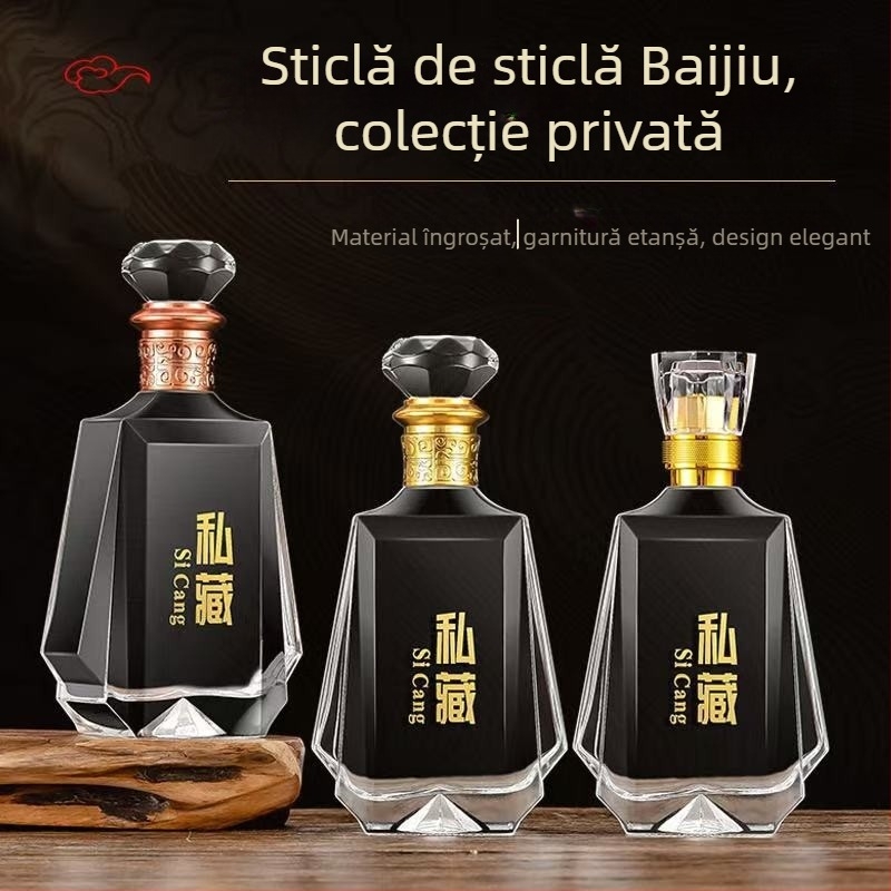 Sticlă transparentă de 500 ml pentru băuturi spirtoase, premium