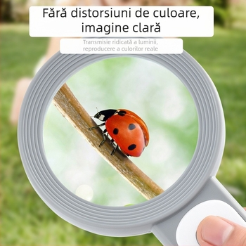 Lupa de citit manuală, 30x, cu lumină caldă și rece, 18 LED-uri, lentile cu două straturi, pentru citit cărți și ziare acasă