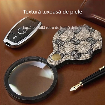 Lupa de mărire pliabilă, 10x, 70 mm, pentru citire la persoane în vârstă, cu lanț și șnur (1072)