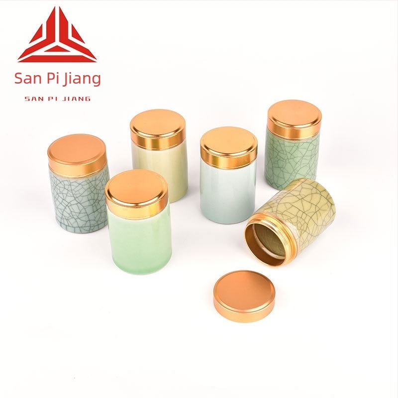 Cutie pentru ceai din ceramică Longquan Celadon, mică cutie de călătorie portabilă, sigiliu etanș, ambalaj cadou pentru ceai