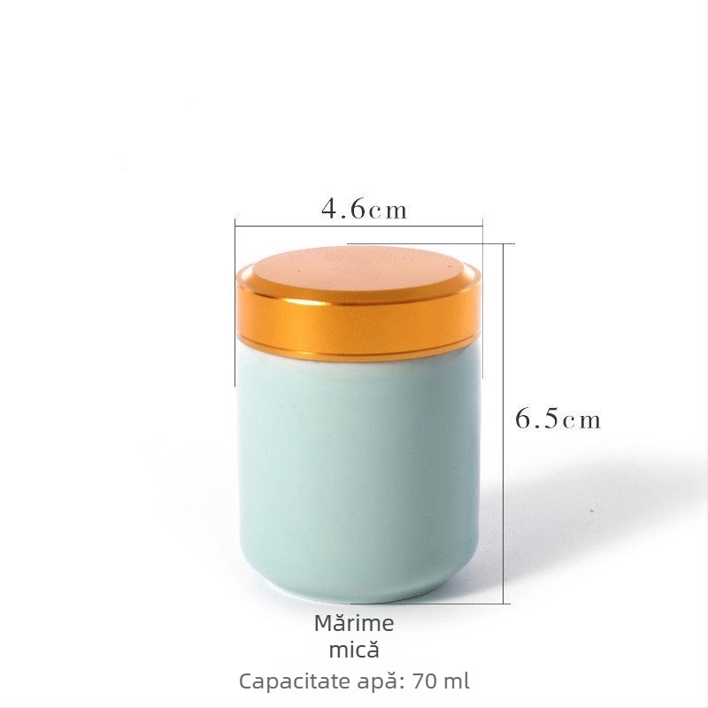 Cutie pentru ceai din ceramică Longquan Celadon, mică cutie de călătorie portabilă, sigiliu etanș, ambalaj cadou pentru ceai