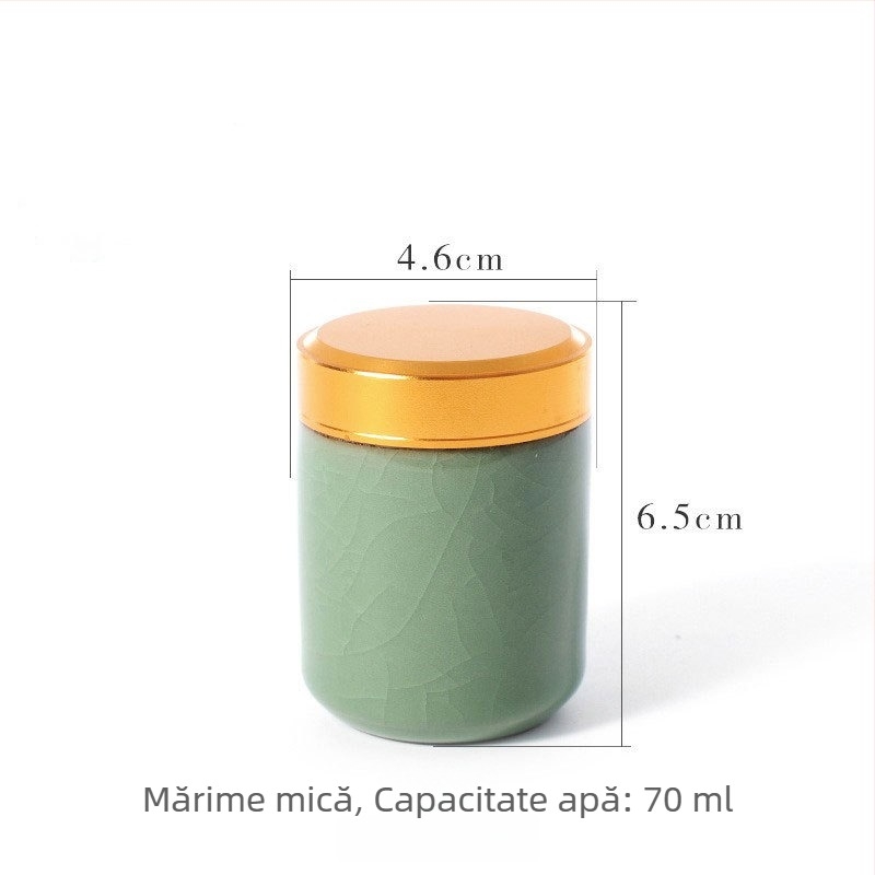 Cutie pentru ceai din ceramică Longquan Celadon, mică cutie de călătorie portabilă, sigiliu etanș, ambalaj cadou pentru ceai
