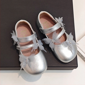 Pantofi de prințesă pentru copii, funda, închidere Velcro, partea superioară PU, talpă moale, talpă din cauciuc, pantofi casual de zi