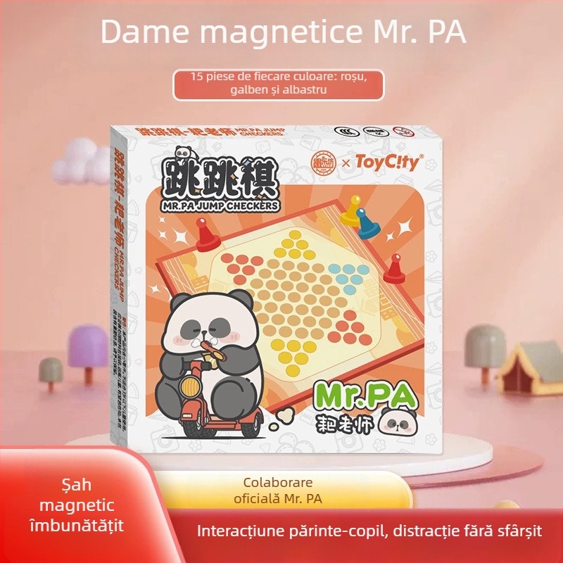 Set magnetic Panda oficial licențiat – include Flying Chess, Gomoku, șah chinezesc și Go