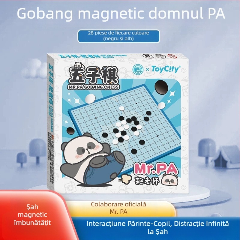 Set magnetic Panda oficial licențiat – include Flying Chess, Gomoku, șah chinezesc și Go