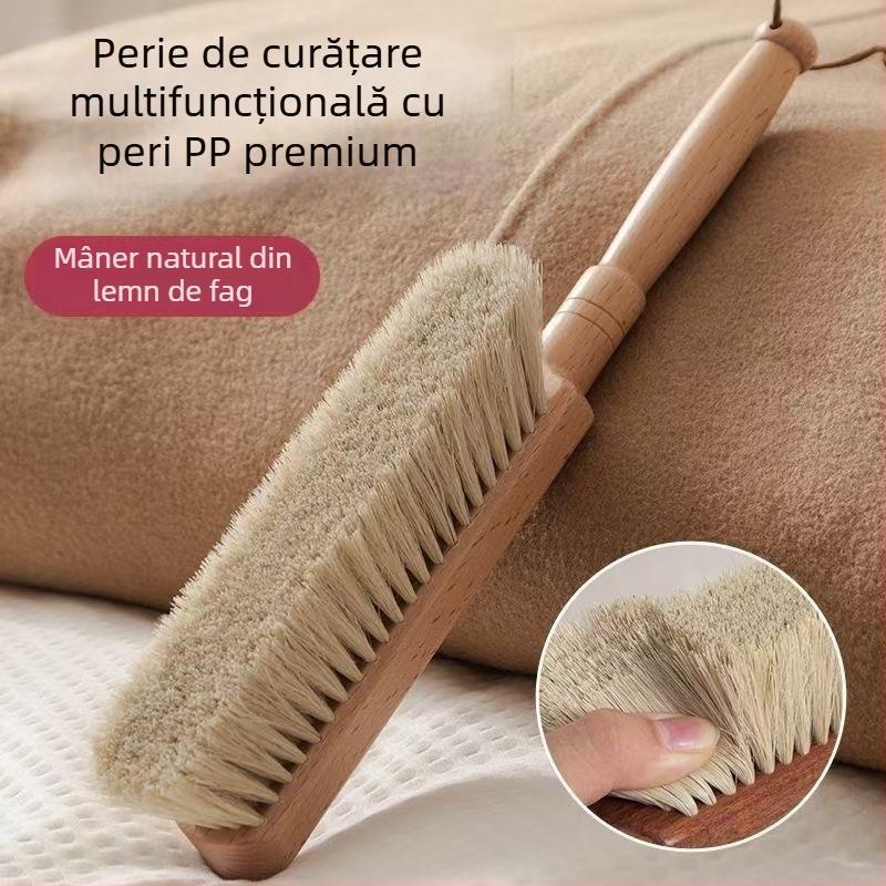 Perie anti-statice pentru pat, cu păr de cal, peri moi pentru îndepărtarea prafului