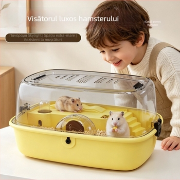 Cușcă pentru hamster: vilă de lux, transparentă, pentru animale de companie mici, ventilată, ușor de curățat