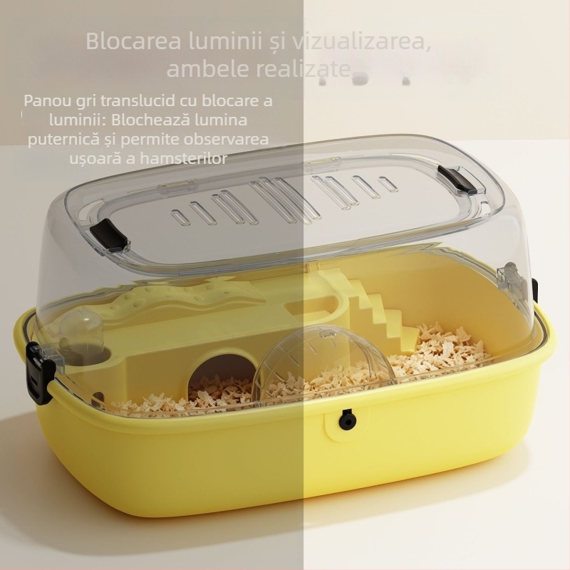 Cușcă pentru hamster: vilă de lux, transparentă, pentru animale de companie mici, ventilată, ușor de curățat