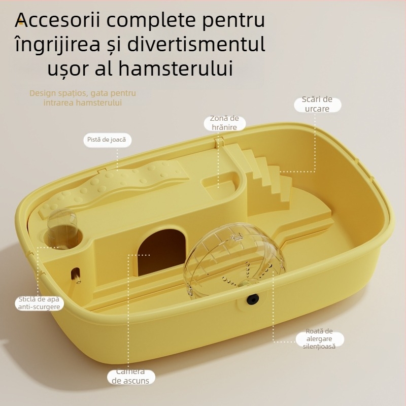 Cușcă pentru hamster: vilă de lux, transparentă, pentru animale de companie mici, ventilată, ușor de curățat