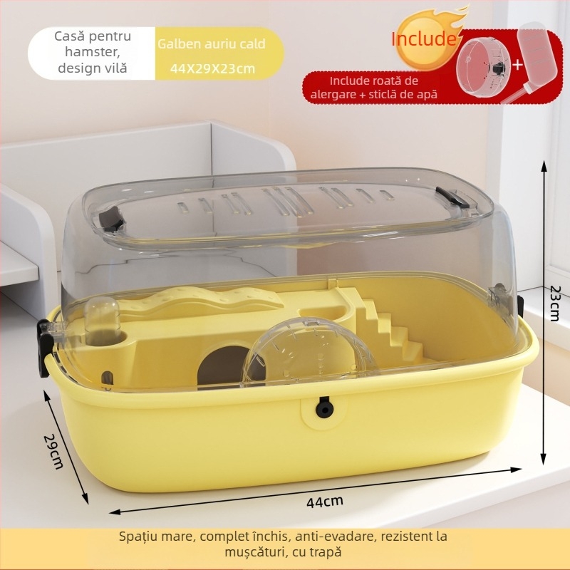 Cușcă pentru hamster: vilă de lux, transparentă, pentru animale de companie mici, ventilată, ușor de curățat