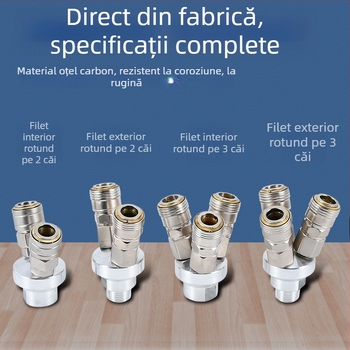 Conector pneumatic circular cu încuietoare automată, tip C, două sensuri; SMY pentru pompe de aer/compresoare; SMV cuplă circulară cu trei căi