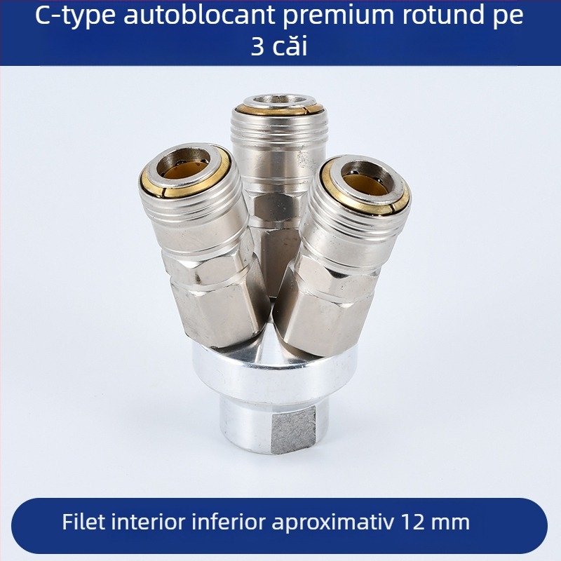 Conector pneumatic circular cu încuietoare automată, tip C, două sensuri; SMY pentru pompe de aer/compresoare; SMV cuplă circulară cu trei căi