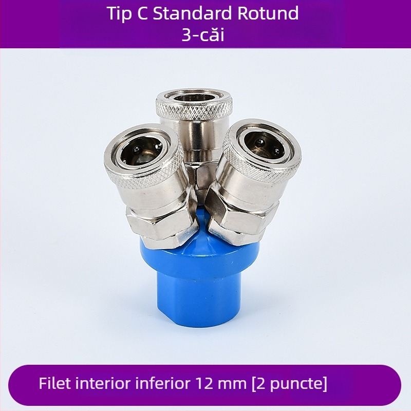 Conector pneumatic circular cu încuietoare automată, tip C, două sensuri; SMY pentru pompe de aer/compresoare; SMV cuplă circulară cu trei căi