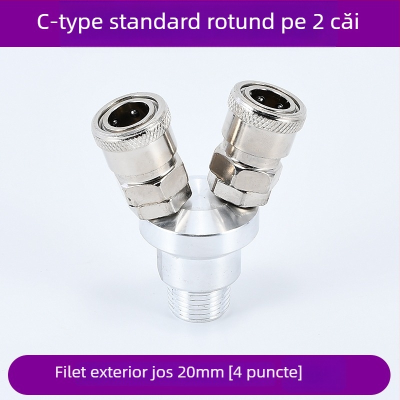 Conector pneumatic circular cu încuietoare automată, tip C, două sensuri; SMY pentru pompe de aer/compresoare; SMV cuplă circulară cu trei căi