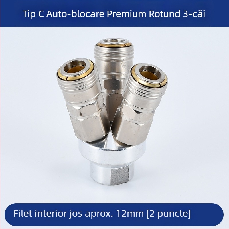 Conector pneumatic circular cu încuietoare automată, tip C, două sensuri; SMY pentru pompe de aer/compresoare; SMV cuplă circulară cu trei căi