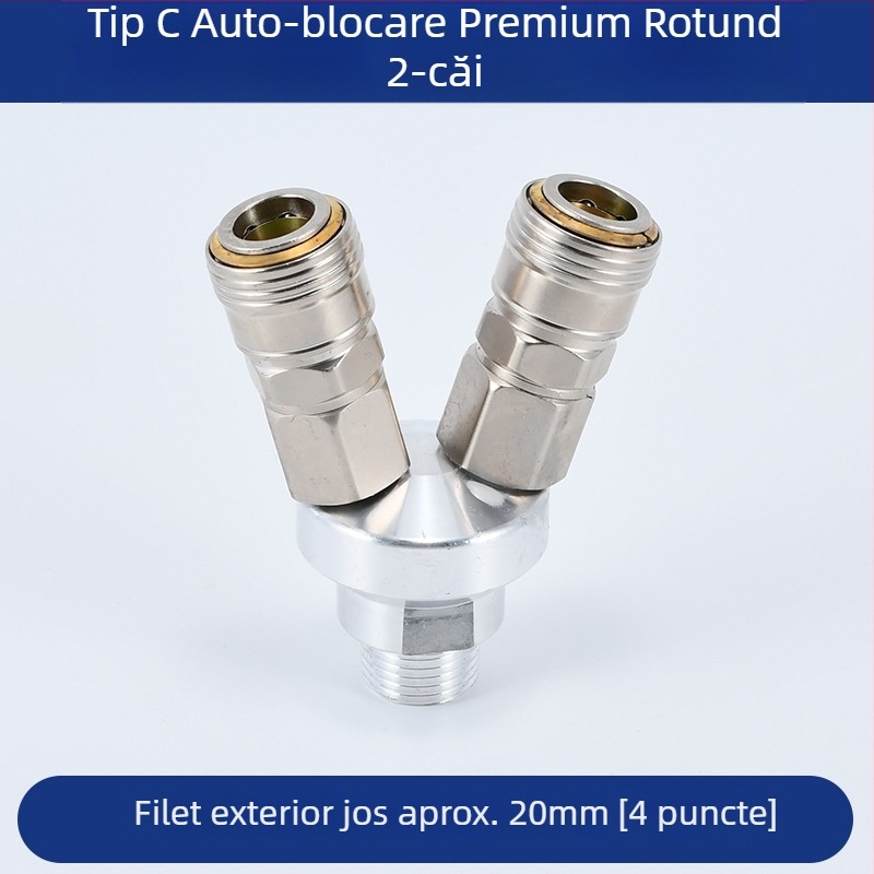 Conector pneumatic circular cu încuietoare automată, tip C, două sensuri; SMY pentru pompe de aer/compresoare; SMV cuplă circulară cu trei căi