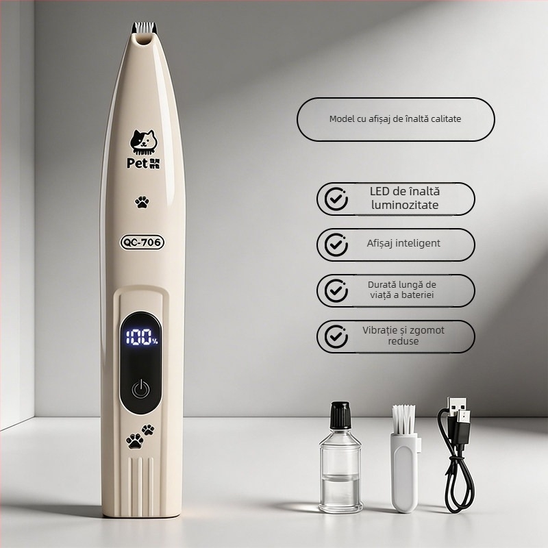 Trimmer electric pentru păr la laba animalelor de companie (câini și pisici), instrument de tăiere a tălpilor, antiîncurcare a părului