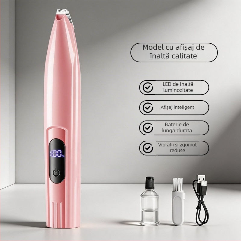 Trimmer electric pentru păr la laba animalelor de companie (câini și pisici), instrument de tăiere a tălpilor, antiîncurcare a părului