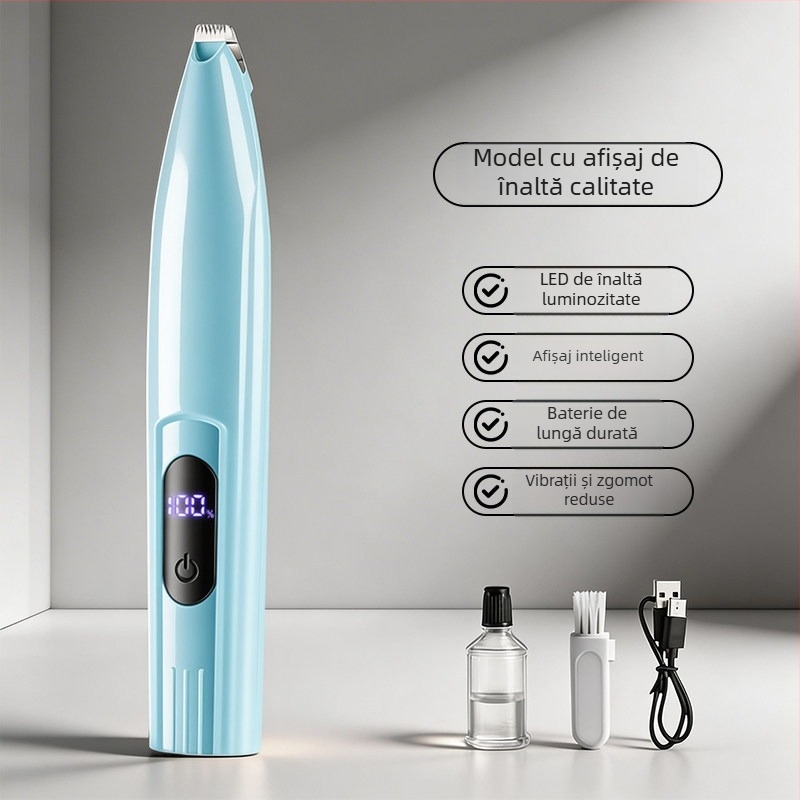 Trimmer electric pentru păr la laba animalelor de companie (câini și pisici), instrument de tăiere a tălpilor, antiîncurcare a părului