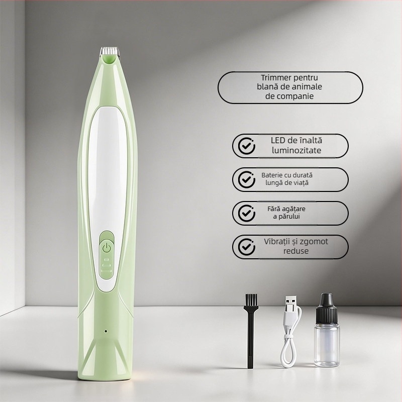 Trimmer electric pentru păr la laba animalelor de companie (câini și pisici), instrument de tăiere a tălpilor, antiîncurcare a părului