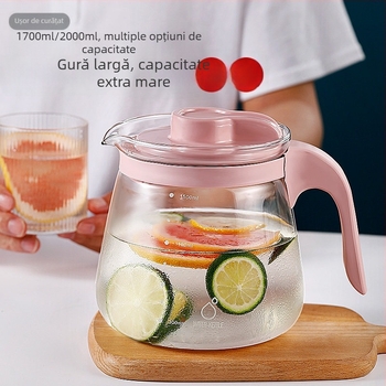 Set de carafe din sticlă suflată la mână pentru suc și ceai rece, capacitate mare, rezistent la căldură