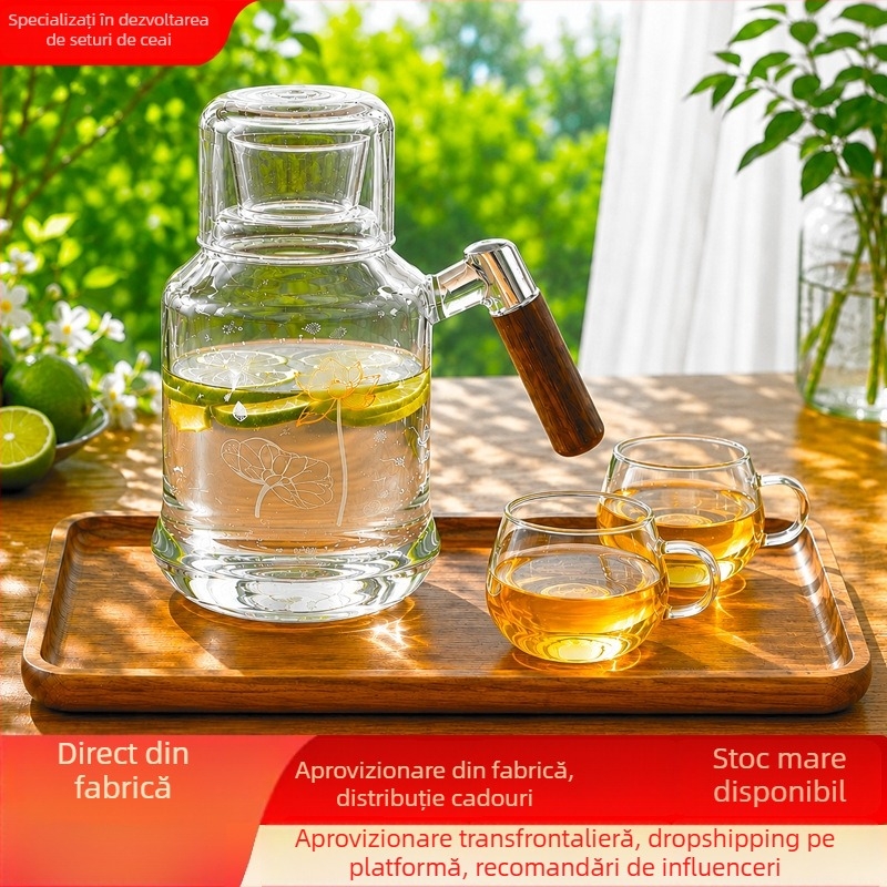 Ceainic din sticlă borosilicată, capacitate mare, rezistent la temperaturi înalte, pentru uz casnic și restaurante, cană pentru ceai de fructe