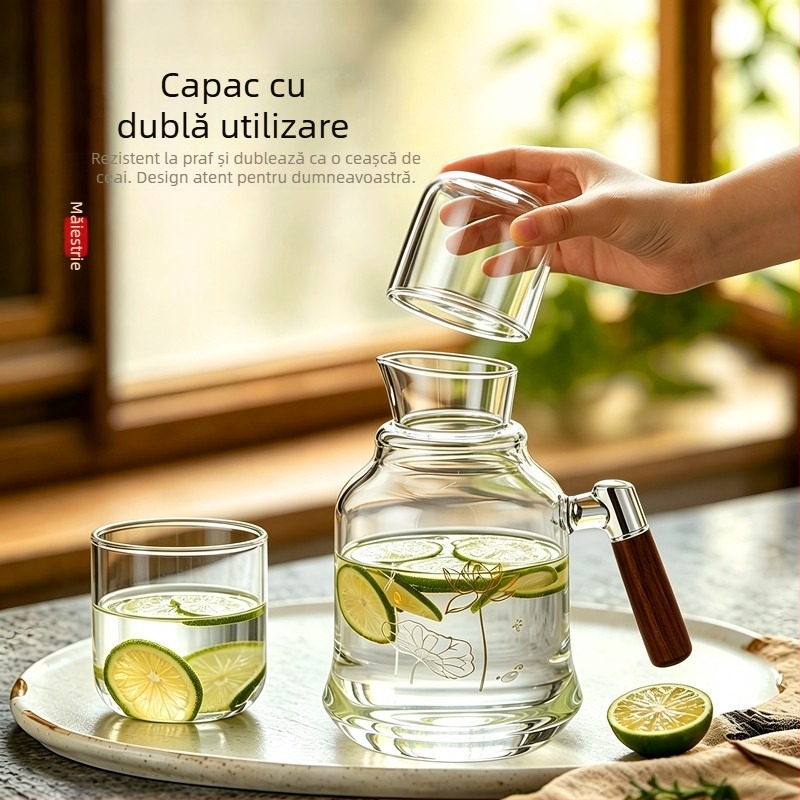 Ceainic din sticlă borosilicată, capacitate mare, rezistent la temperaturi înalte, pentru uz casnic și restaurante, cană pentru ceai de fructe