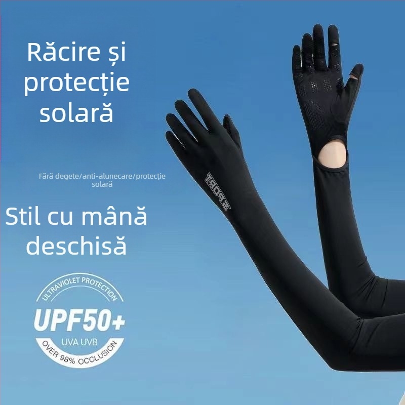 Manșete de protecție solară pentru femei, UV, din mătase de gheață, lungite pentru condus și activități în aer liber vara, antiderapante