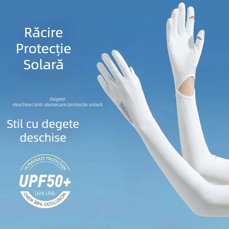 Manșete de protecție solară pentru femei, UV, din mătase de gheață, lungite pentru condus și activități în aer liber vara, antiderapante