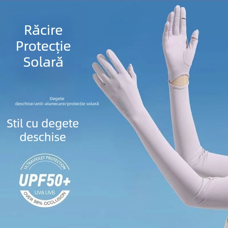 Manșete de protecție solară pentru femei, UV, din mătase de gheață, lungite pentru condus și activități în aer liber vara, antiderapante