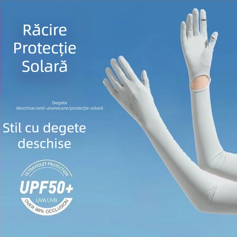 Manșete de protecție solară pentru femei, UV, din mătase de gheață, lungite pentru condus și activități în aer liber vara, antiderapante