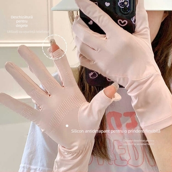 MECOFIY mănuși cu protecție UV UPF50+ cu două degete pentru ecran tactil, din fibră ice silk, manșete de protecție pentru vară