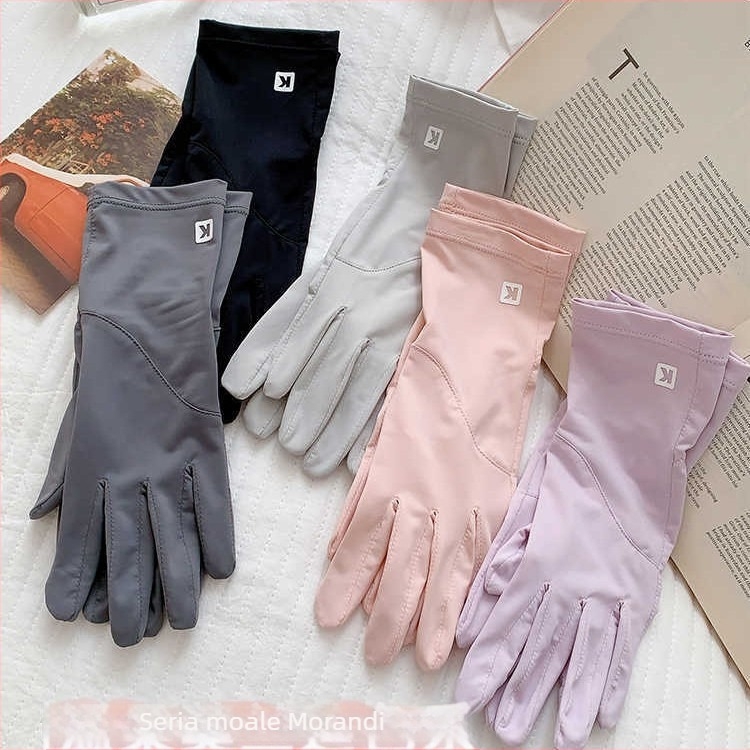 MECOFIY mănuși cu protecție UV UPF50+ cu două degete pentru ecran tactil, din fibră ice silk, manșete de protecție pentru vară