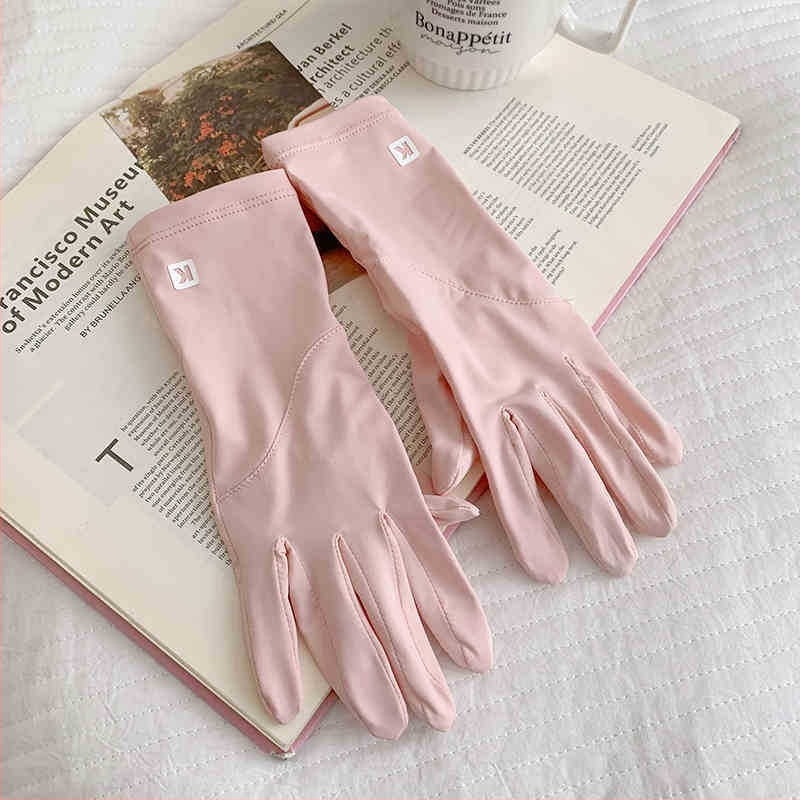 MECOFIY mănuși cu protecție UV UPF50+ cu două degete pentru ecran tactil, din fibră ice silk, manșete de protecție pentru vară