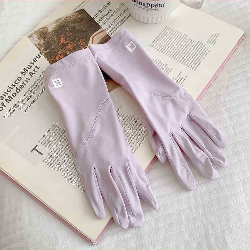 MECOFIY mănuși cu protecție UV UPF50+ cu două degete pentru ecran tactil, din fibră ice silk, manșete de protecție pentru vară