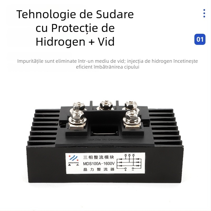 MDS100A stivă de punte trifazate cu placă de bază din aluminiu și radiator încorporat, extensor de gamă integrat, punte redresor pentru încălzire prin inducție.